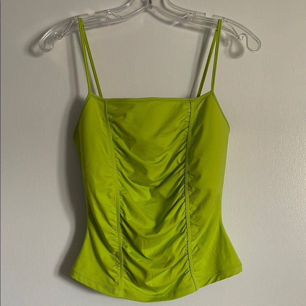 Cache Green Ruched Fitted Camisole